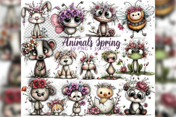 Download Whimsical Floral Animals Spring Clipart - Spring clipart Collection