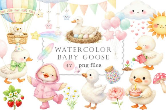 Download Watercolor Baby Goose Spring Clipart PNG - Spring clipart Collection