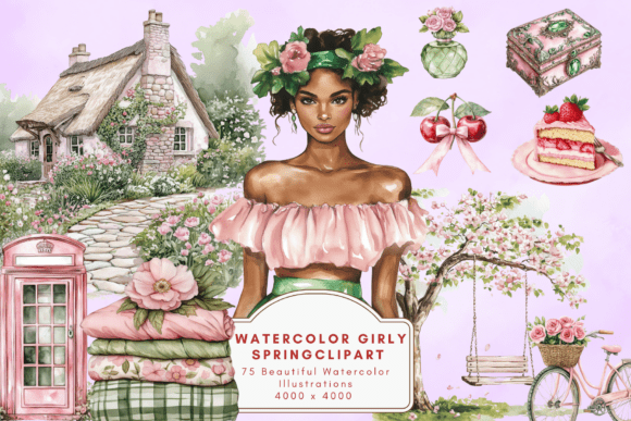 Download Watercolor Girly Spring Clipart - Spring clipart Collection