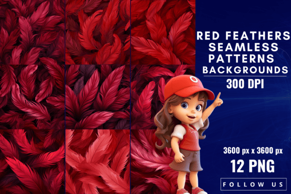 Download Red Feathers Seamless Patterns - Red Collection