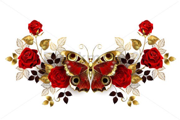 Download Flower Arrangement with Red Butterfly - Red Collection