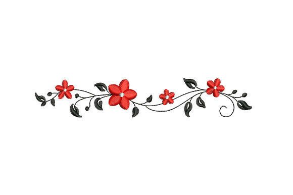 Download Red Flower Vine Embroidery - Red Collection