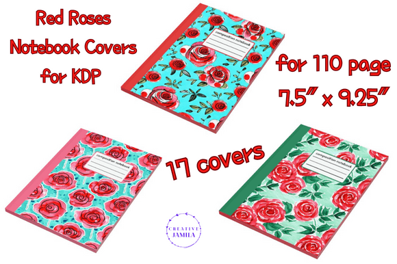 Download Red Roses Notebook Cover KDP Bundle - Red Collection
