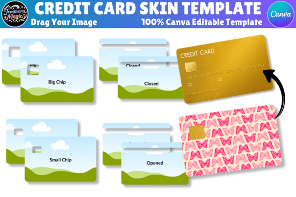Download Credit Card Skin Canva Editable Template - Red Collection