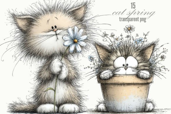Download Whimsical Cat Spring Clipart - Spring clipart Collection