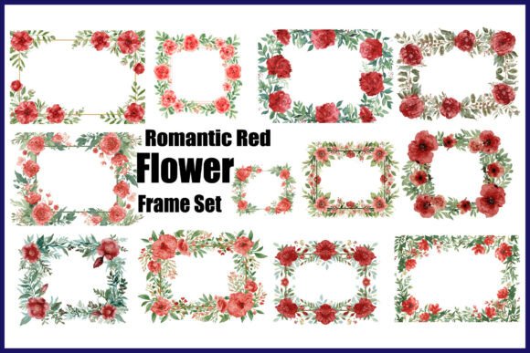 Download Romantic Red Flower Frame Set - Red Collection