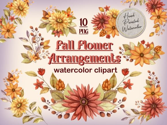 Download Fall Flower Arrangement Watercolor Set - Flower arrangement Collection