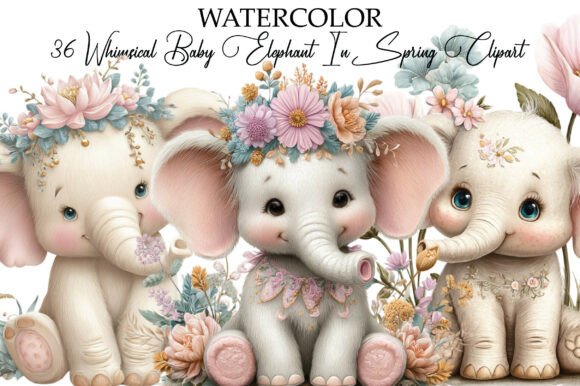 Download Whimsical Baby Elephant Spring Clipart - Spring clipart Collection