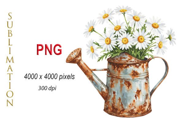 Download Daisies, Watercolor Flowers in Can PNG - Daisies Collection
