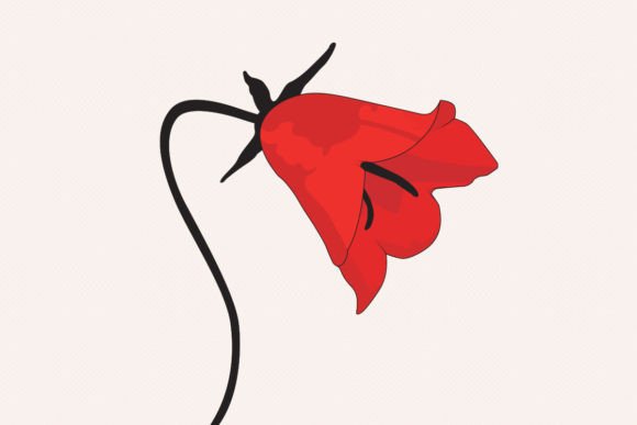 Download Vector Red Violet Flower with Stem Line - Red Collection