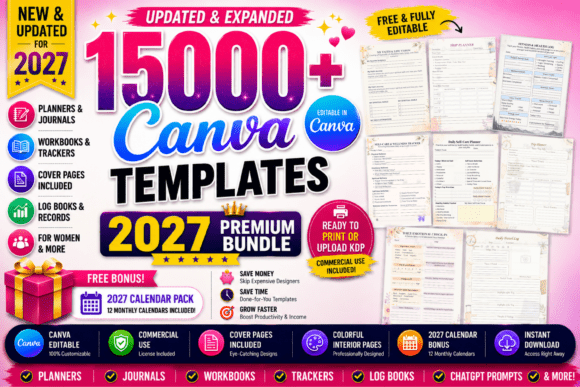 Download 15000+ Canva Templates | 2027 KDP Bundle - Kdp bundle Collection
