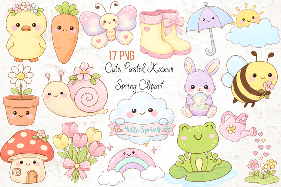 Download Cute Pastel Kawaii Spring Clipart PNG - Spring clipart Collection