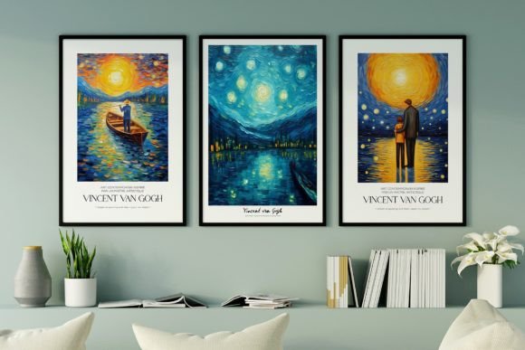 Download Art Poster Inspired by Van Gogh Painting - Red Collection