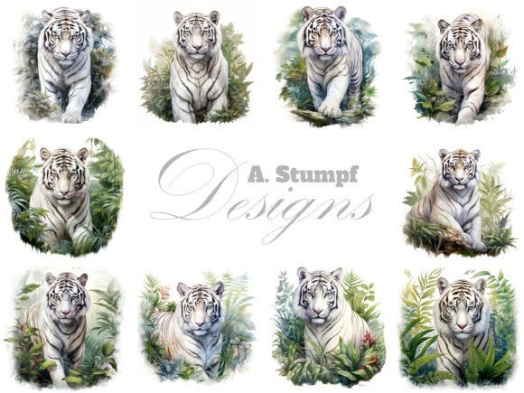 Download White Tiger Watercolor Animal Clipart - Watercolor animal Collection