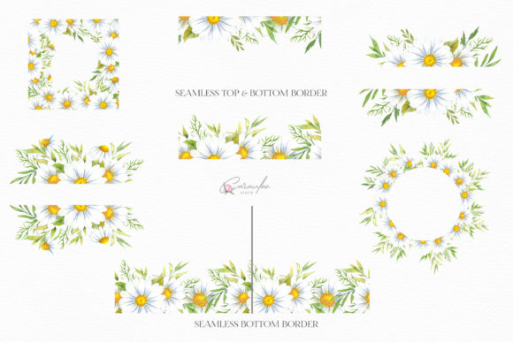 Download Watercolor Daisies Frames Clipart - Daisies Collection