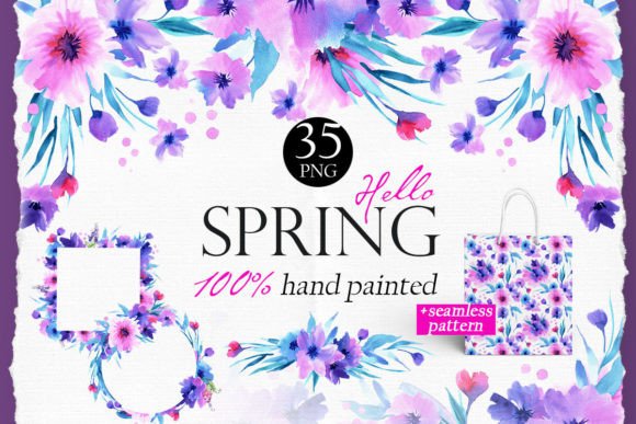 Download Purple Pink Watercolor Spring Clipart - Spring clipart Collection