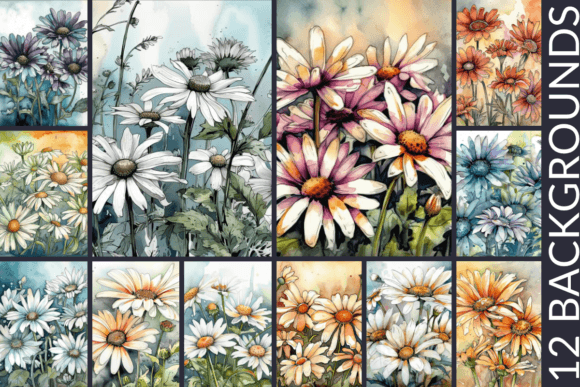 Download Daisies Watercolor &amp; Ink Background - Daisies Collection