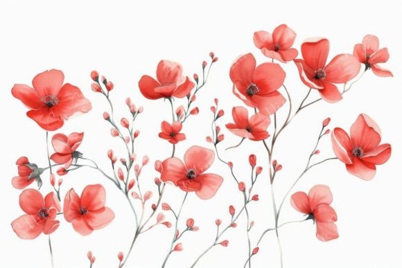 Download Elegant Red Flowers Illustration - Red Collection