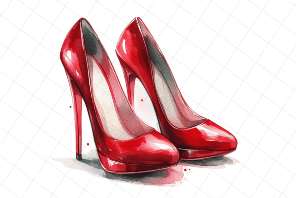 Download Red High-heeled Shoes Watercolor Style - Red Collection